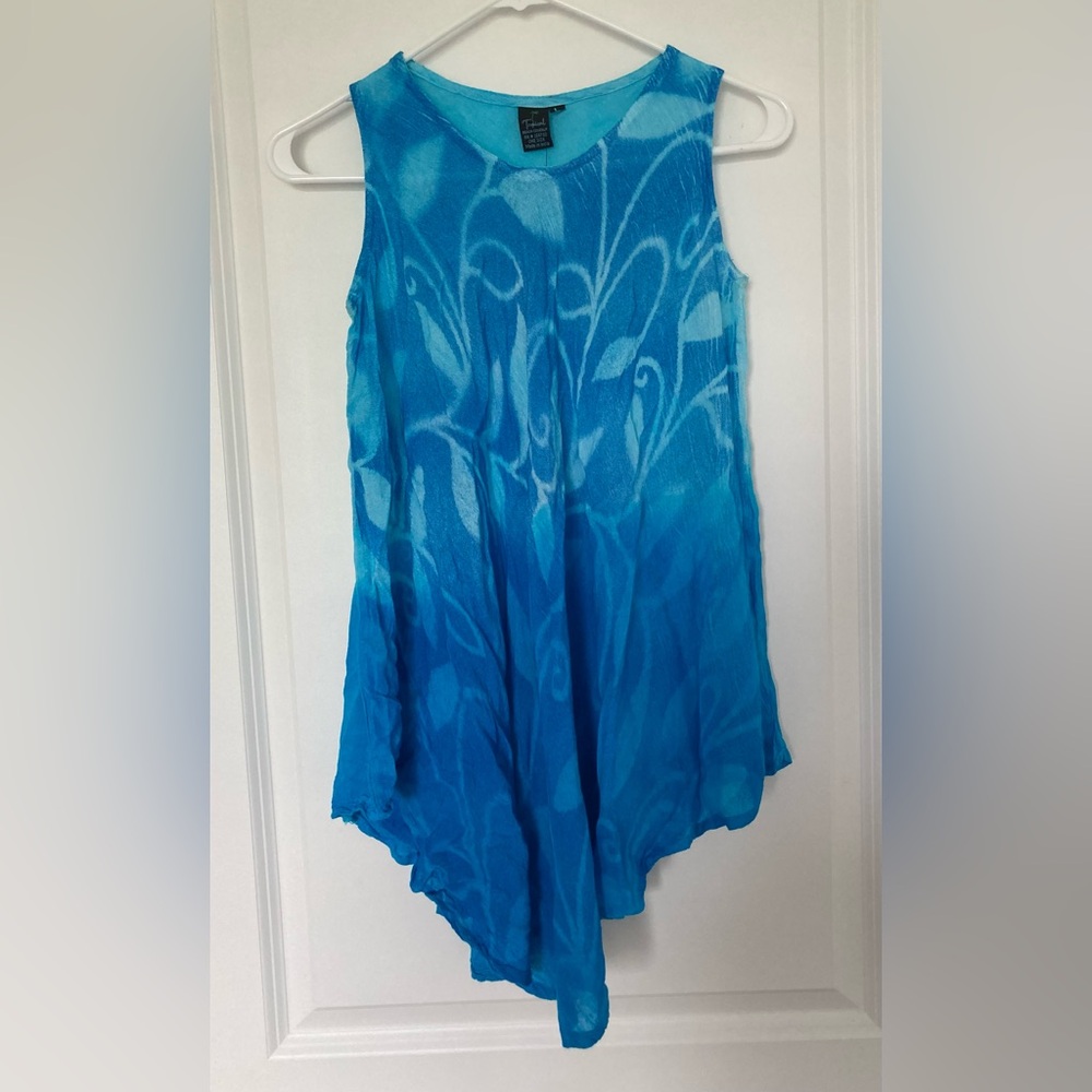 Tropical Beach Coverup Children Dress Blue Youth size 10